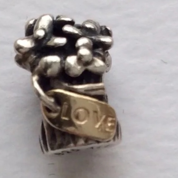 Pandora two tone flowers love bouquet 14K gold and silver - Picture 3 of 4